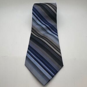 ck Calvin Klein Silk Sophisticated Necktie Striped Blue Gray‎ Business Career
